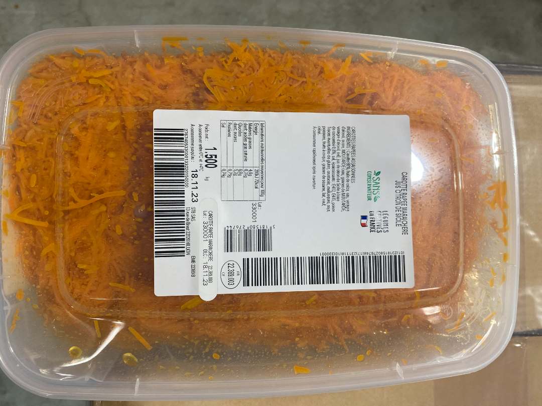 Carottes râpées maraichères : photo du produit rappelé le 03/11/2023