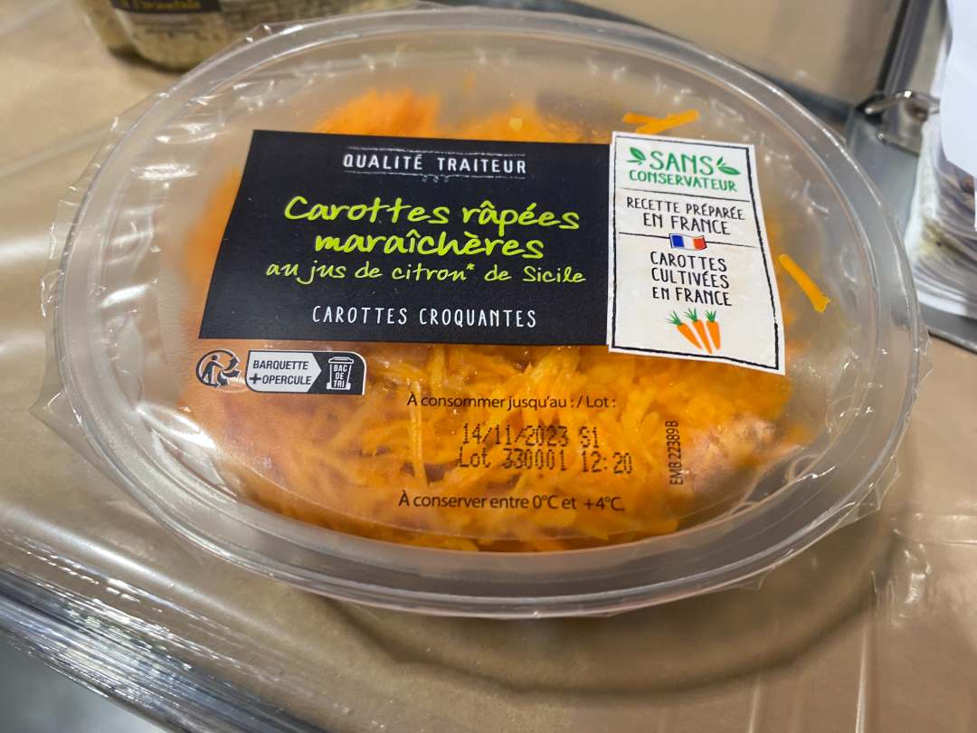 Carottes râpées maraichères Qualité Traiteur : photo du produit rappelé le 03/11/2023