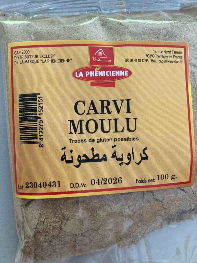 Carvi moulu 100 grs La Phenicienne : photo du produit rappelé le 31/07/2023