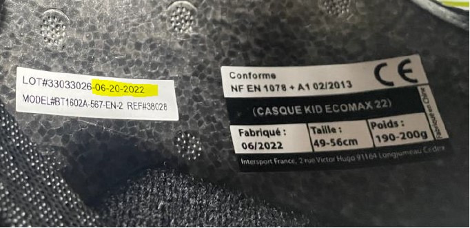 Casque de vélo enfant ecomax Nakamura : photo 2 sur 2 du produit rappelé le 23/07/2024