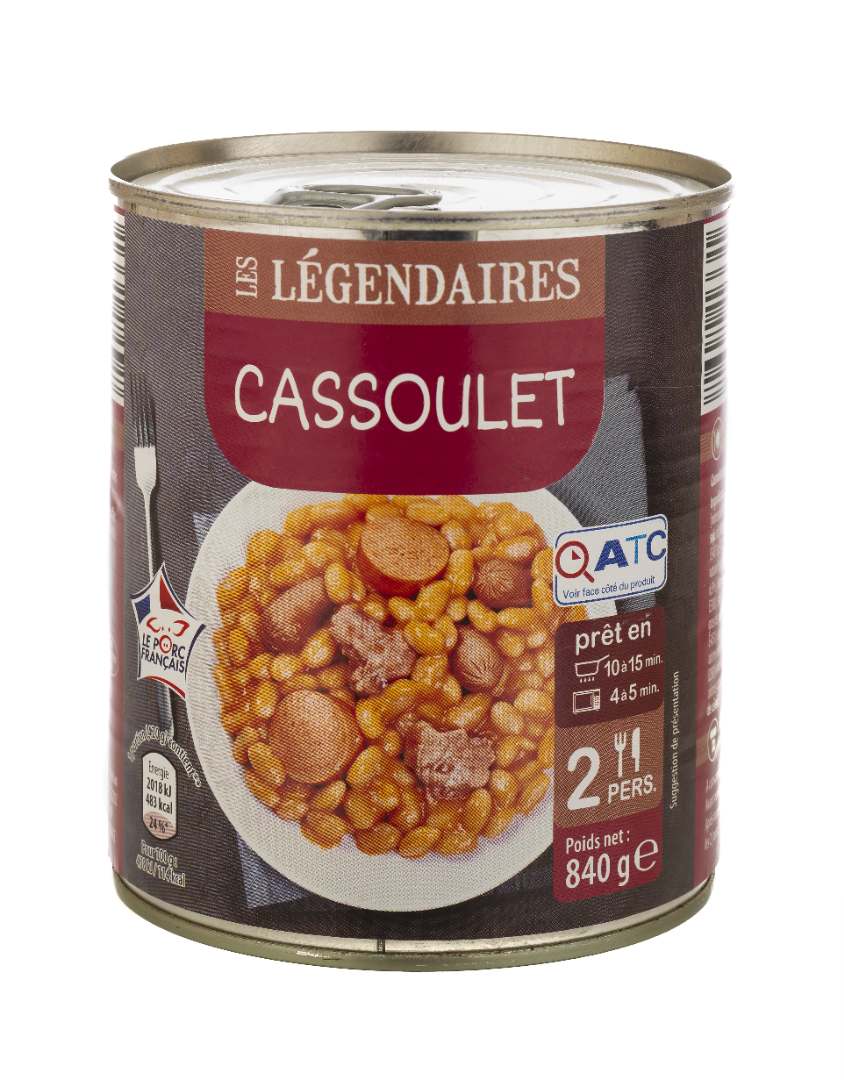 Cassoulet 840g Les Legendaires : photo du produit rappelé le 12/08/2021