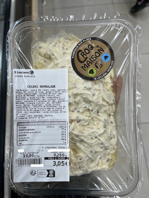 Céleri remoulade E.Leclerc Morlaix : photo du produit rappelé le 14/02/2025