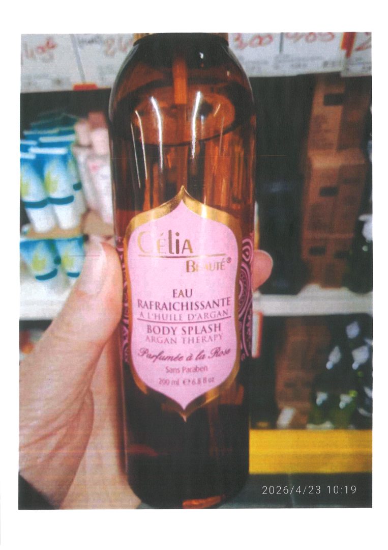 Celia eau rafraichissante argan rose 200 : photo du produit rappelé le 19/08/2026