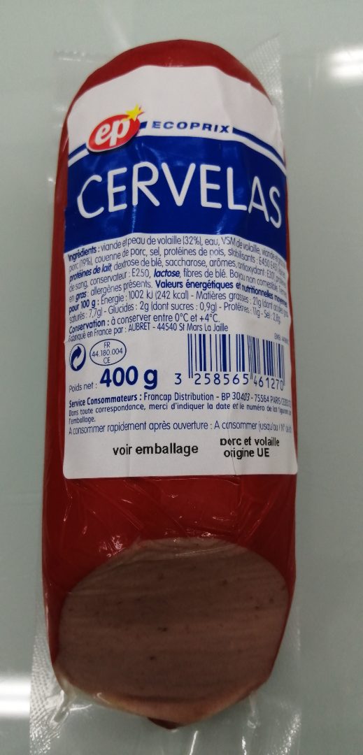Cervelas Ecoprix : photo du produit rappelé le 27/08/2021