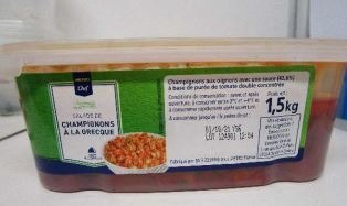 Champignons à la grecque 1,5kg Metro chef : photo du produit rappelé le 12/10/2021