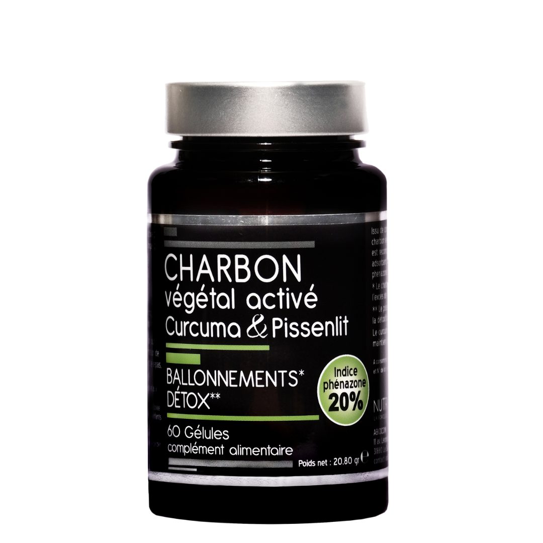 Charbon végétal activé curcuma & pissenlit gélules Nutrivie : photo du produit rappelé le 12/05/2021