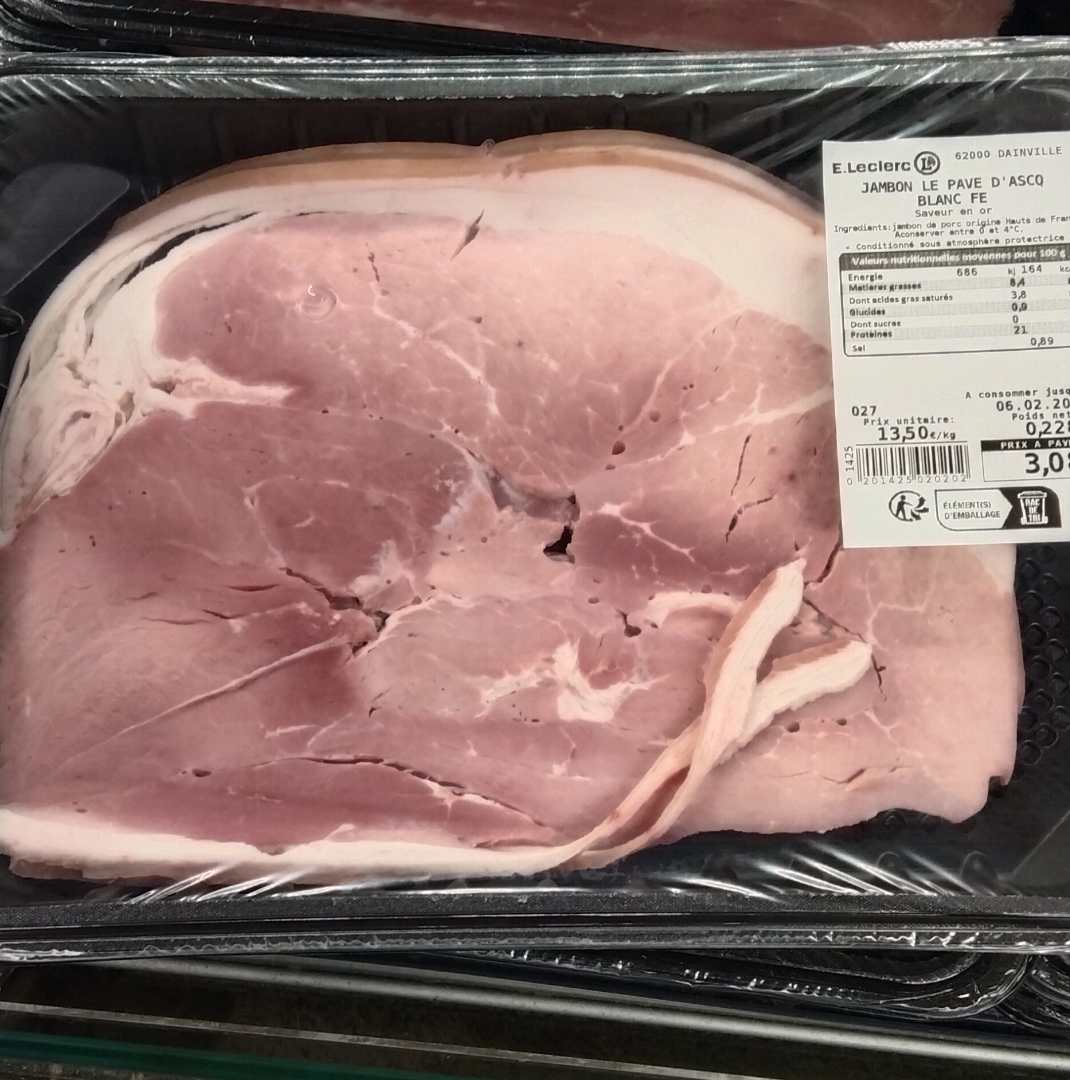 Charcuterie frais emballé par nos soins Leclerc Dainville : photo du produit rappelé le 29/01/2026