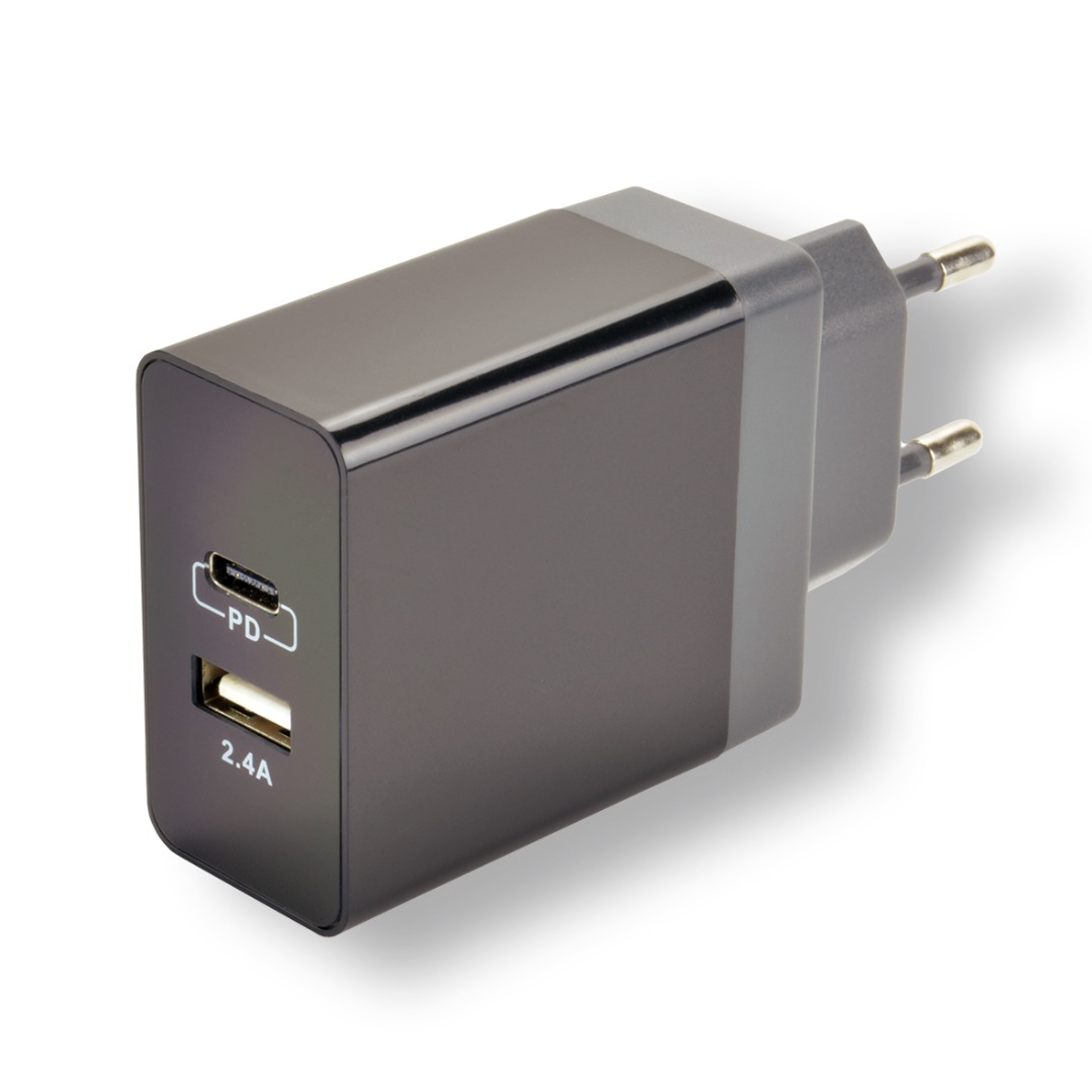 Chargeur secteur rapide USB 2 ports type c power delivery + a - noir MCL : photo du produit rappelé le 01/07/2021