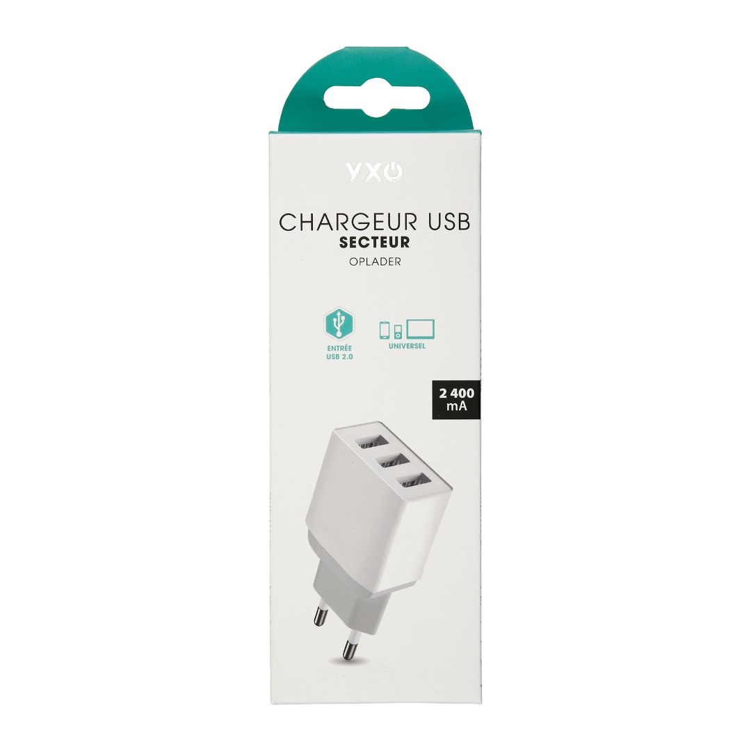 Chargeur USB secteur oplader 2 400 Yxo : photo du produit rappelé le 01/06/2021
