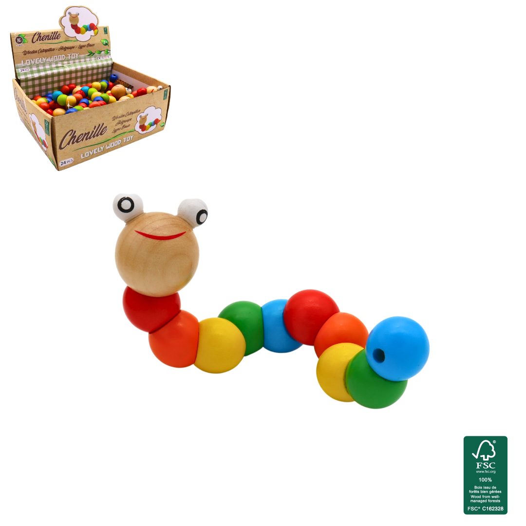 Chenille articulee en bois B&G International : photo du produit rappelé le 08/09/2025
