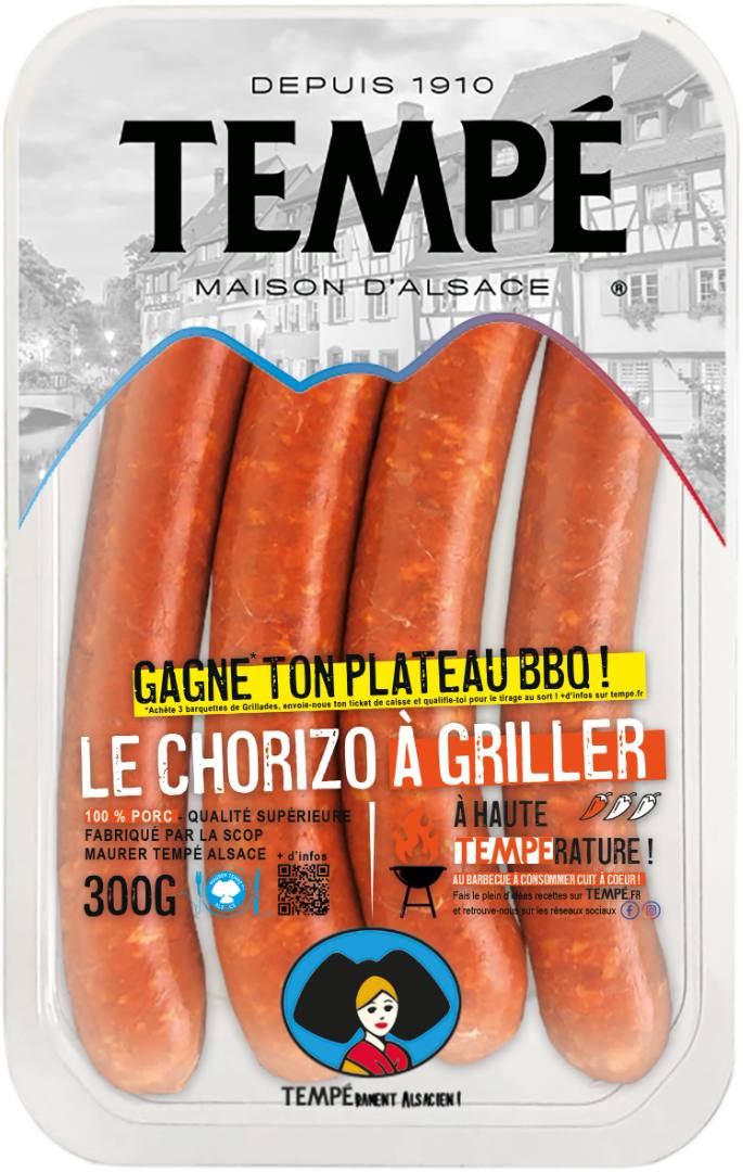 Chipolata saveur chorizo Tempe : photo du produit rappelé le 14/05/2021