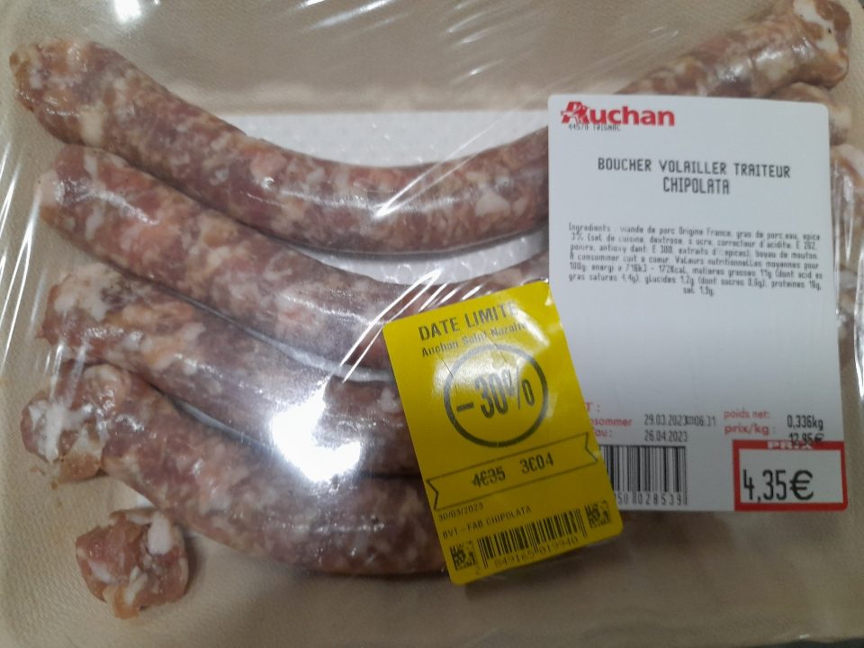 Chipolatas : photo du produit rappelé le 31/03/2023