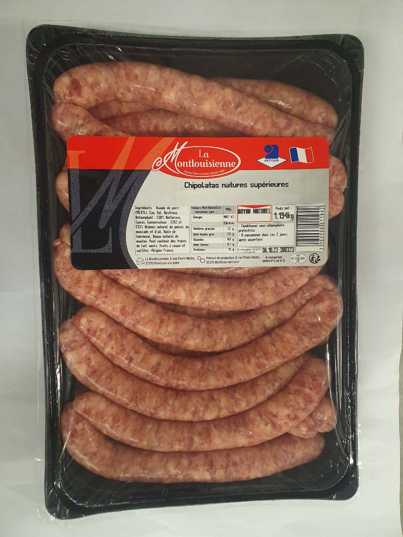 Chipolatas nature La Montlouisienne : photo du produit rappelé le 10/10/2023