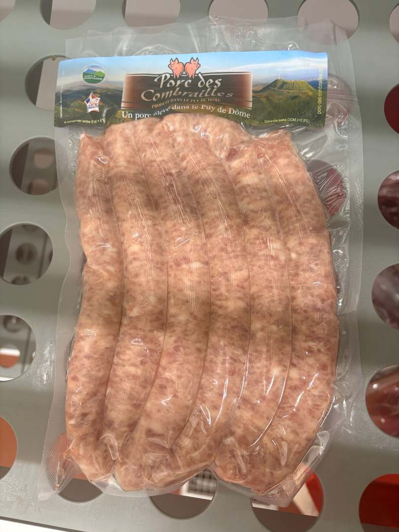 Chipolatas Porc des Combrailles : photo du produit rappelé le 27/05/2026