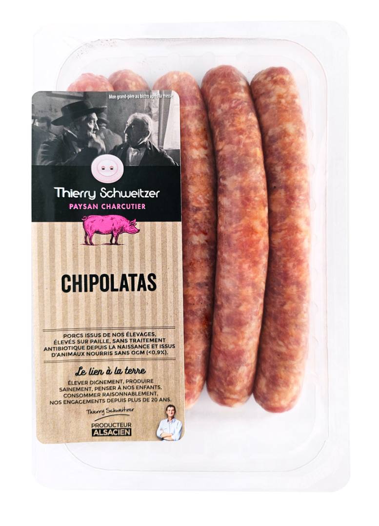 Chipolatas Thierry Schweitzer : photo du produit rappelé le 29/07/2024