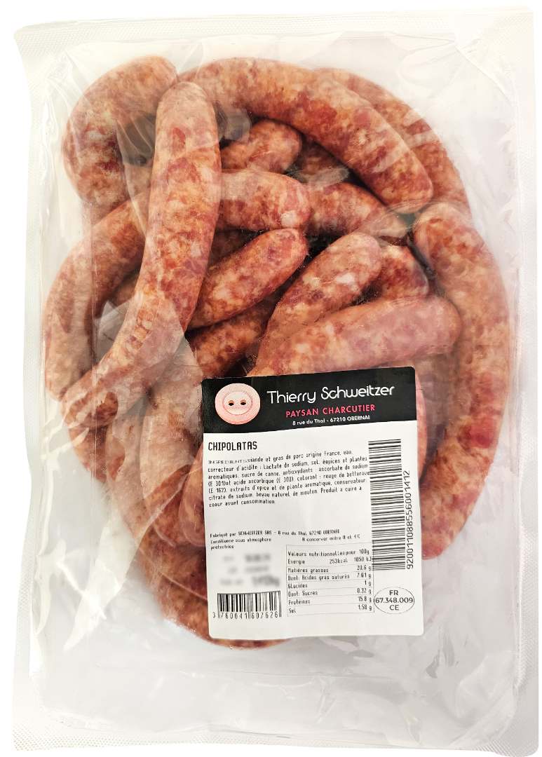 Chipolatas Thierry Schweitzer : photo du produit rappelé le 06/08/2024
