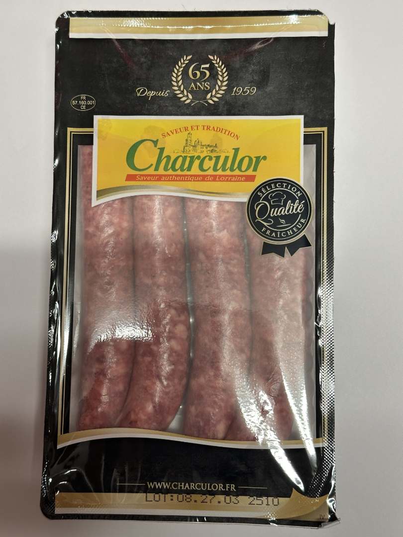 Chipolatas x4 Charculor : photo du produit rappelé le 02/09/2024