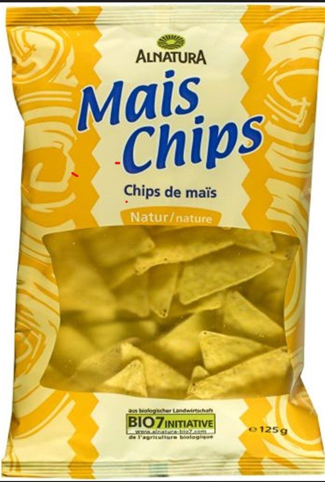 Chips de maïs nature bio Alnatura : photo du produit rappelé le 28/07/2022