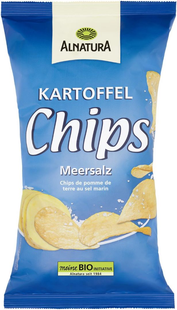 Chips de pomme de terre au sel marin bio 125g Alnatura : photo du produit rappelé le 24/03/2025