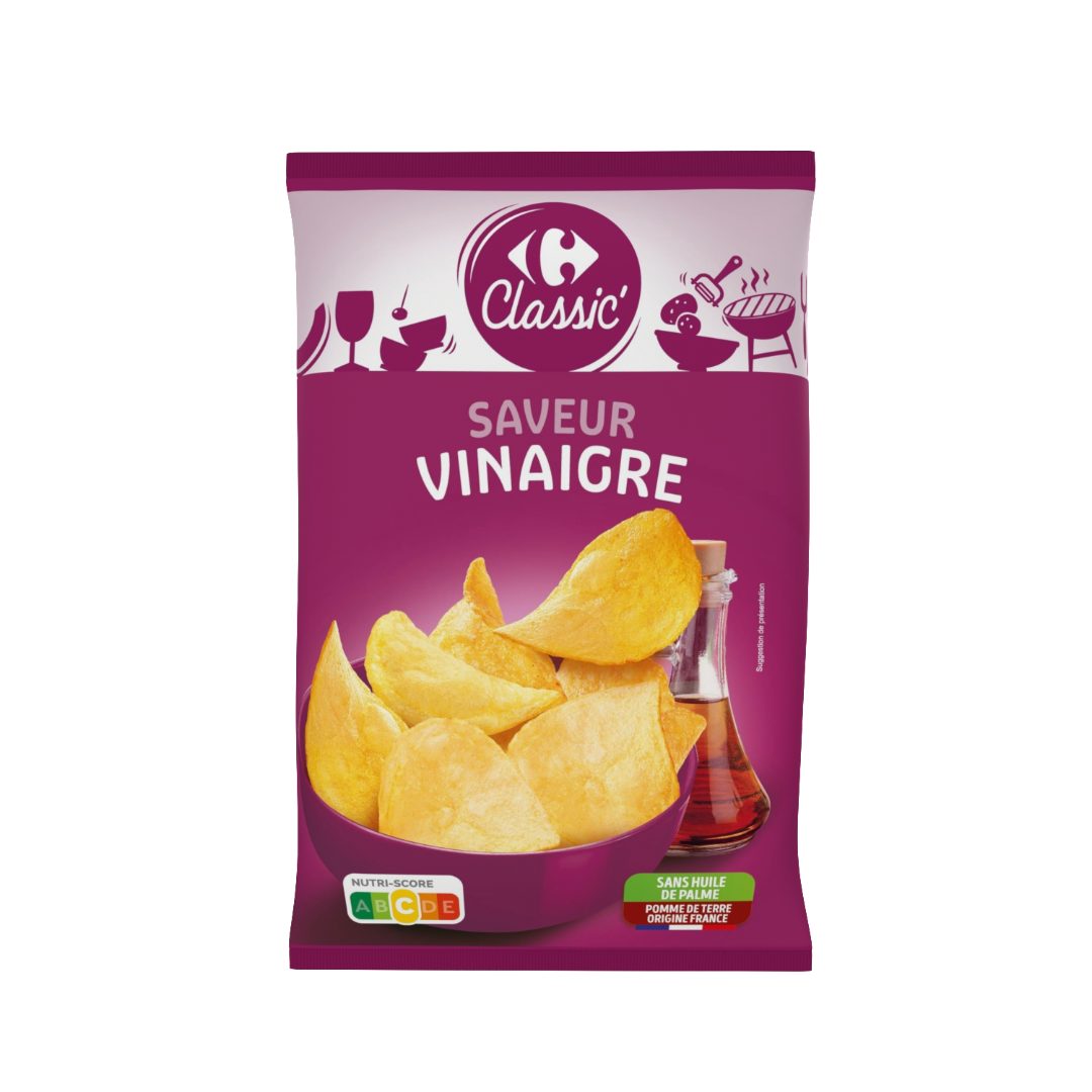 Chips saveur vinaigre Carrefour Classic : photo du produit rappelé le 15/02/2023