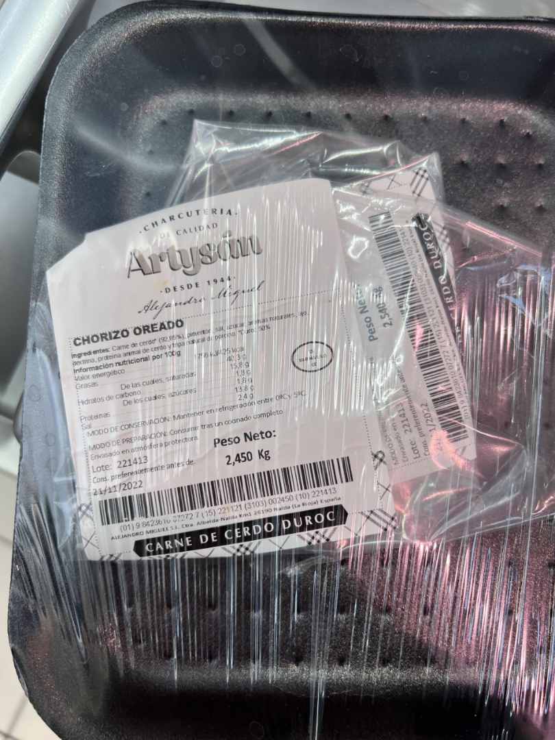 Chorizo à griller Artysan : photo du produit rappelé le 03/10/2022