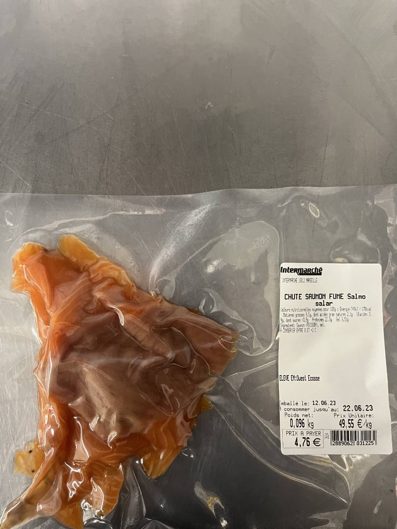 Chute de saumon fume : photo du produit rappelé le 14/06/2023
