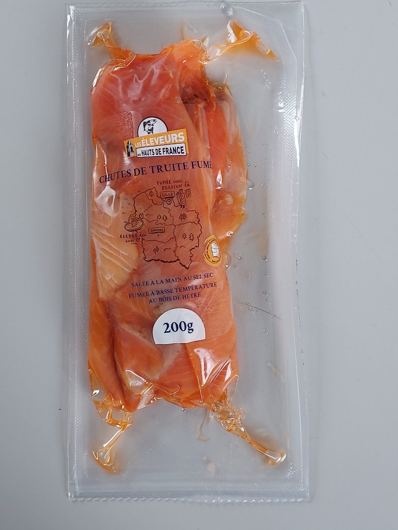 Chute de truite fumée 200g Les Eleveurs des Hauts de France : photo du produit rappelé le 26/10/2022