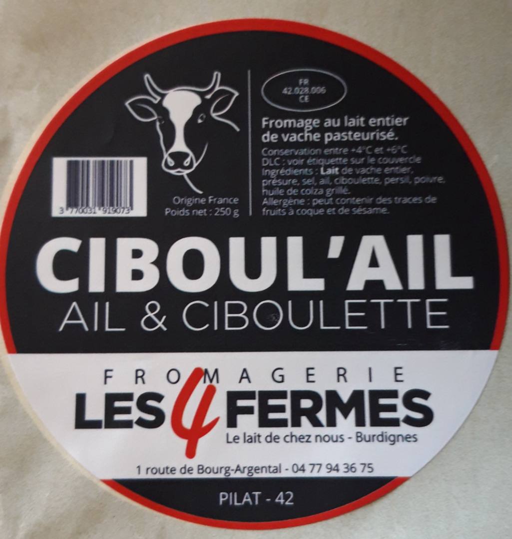 Ciboulail Fromagerie les 4 Fermes : photo du produit rappelé le 18/12/2023