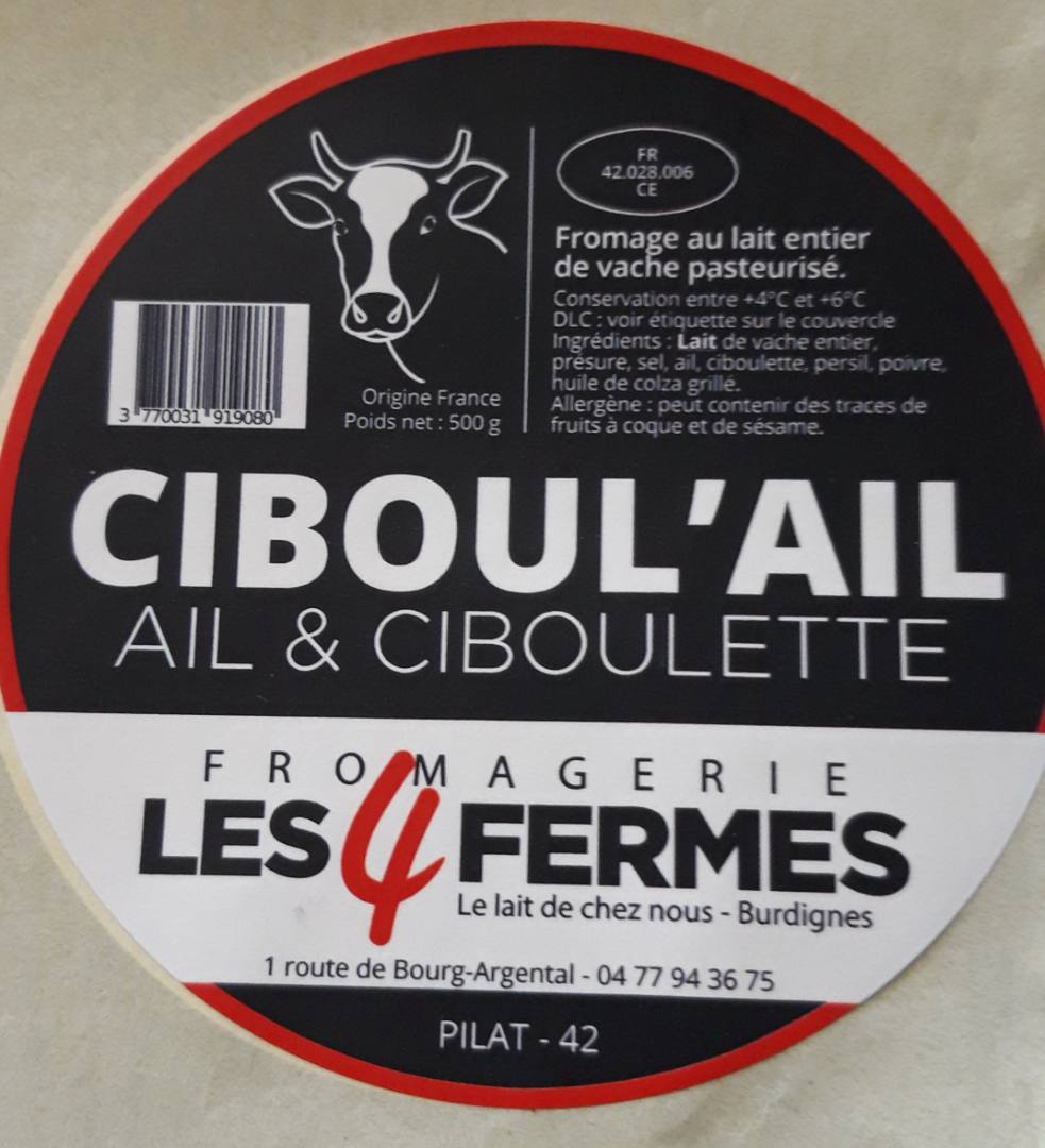 Ciboulail Fromagerie les 4 Fermes : photo 2 sur 2 du produit rappelé le 18/12/2023