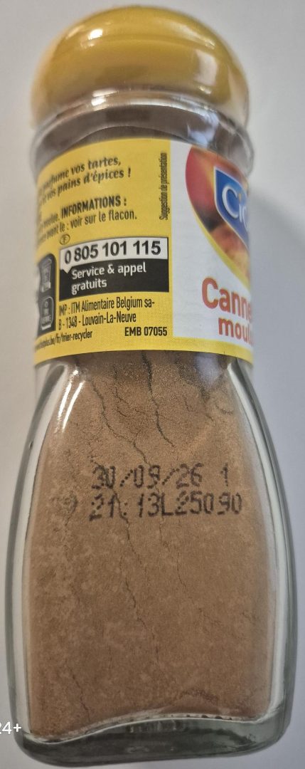 Cigalou cannelle moulue 35g 10cl : photo 2 sur 2 du produit rappelé le 06/10/2025