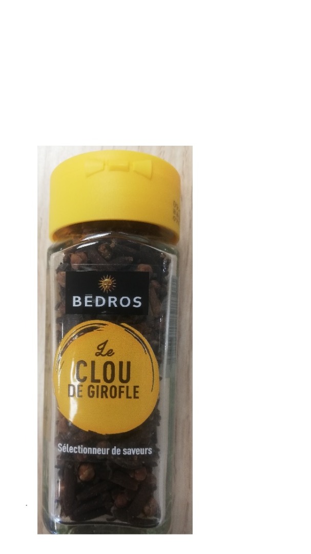 Clous de girofle flacon 32g bedros : photo du produit rappelé le 13/04/2022