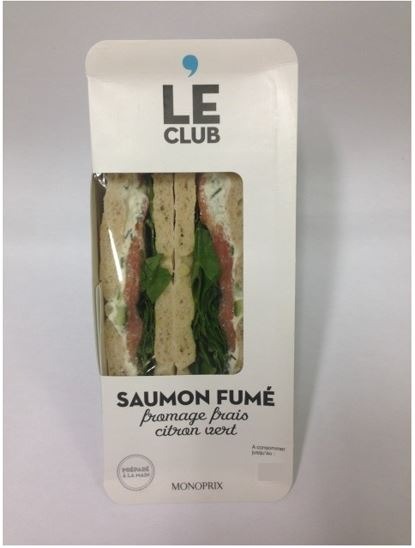 Club saumon fume fromage frais citron vert Monoprix sandwich au saumon : photo 2 sur 2 du produit rappelé le 26/08/2021