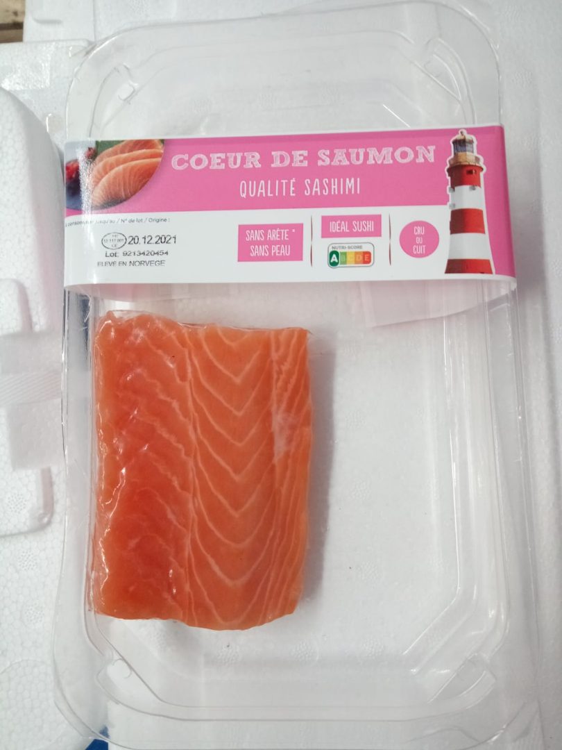 Coeur de saumon qualité sashimi : photo du produit rappelé le 15/12/2021