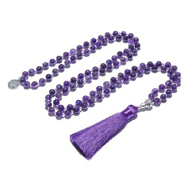 Collier chapelet en améthyste naturelle nouée de 8mm, 108 japa mala, bijou : photo du produit rappelé le 07/04/2026