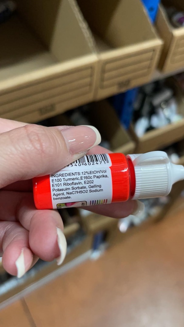 Colorant en gel alimentaire fluorescent orange corail 15ml de rolkem : photo 2 sur 2 du produit rappelé le 05/08/2021