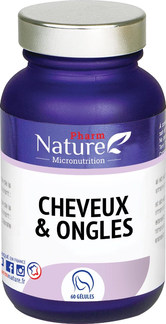 Complément aliimentaire cheveux et ongles Pharmnature Micronutrition : photo du produit rappelé le 07/07/2023