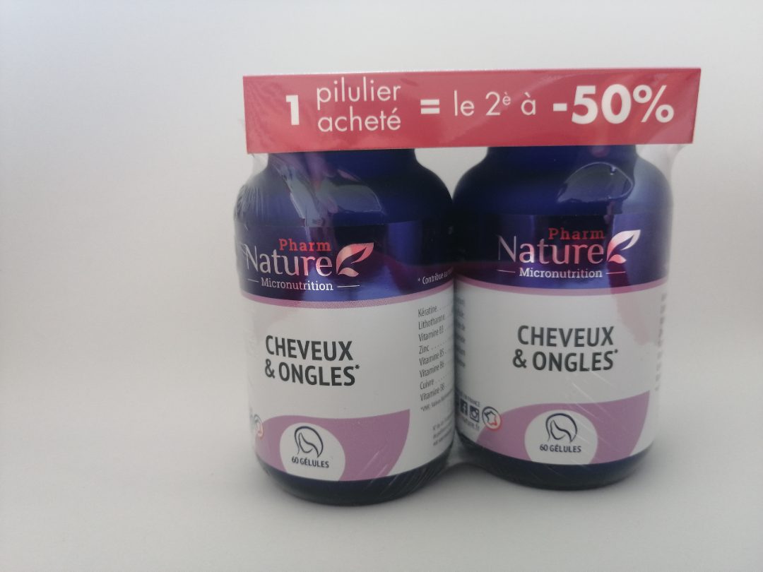 Complément aliimentaire cheveux et ongles Pharmnature Micronutrition : photo 2 sur 2 du produit rappelé le 07/07/2023