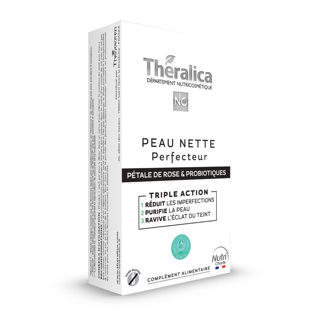 Complément alimentaire theralica peau nette : photo du produit rappelé le 28/03/2023