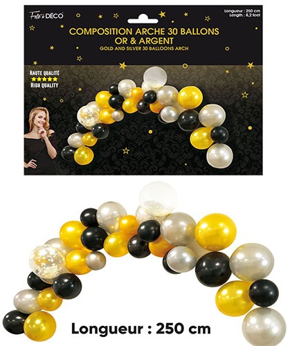 Compo arche 30 ballons arche or et argent (balk30aor) Fete A Deco : photo du produit rappelé le 18/12/2023
