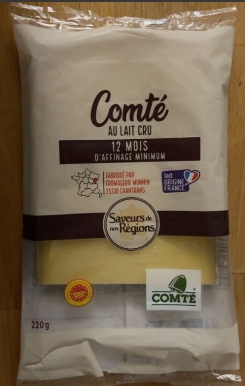 Comté 12 mois AOP 220g Saveurs de Nos Régions : photo du produit rappelé le 25/03/2025