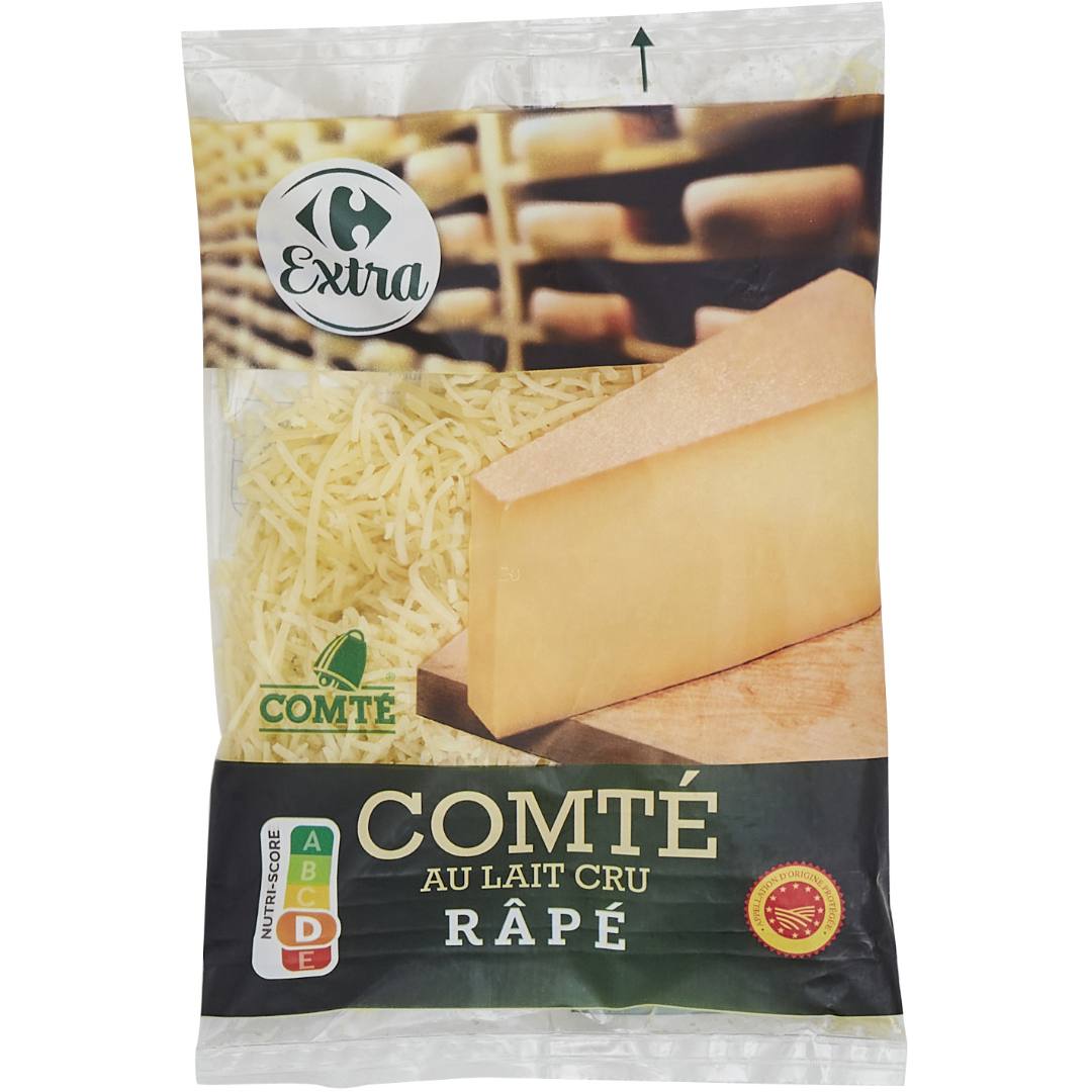 Comté AOP au lait cru râpé 150g Carrefour Extra : photo du produit rappelé le 19/04/2024