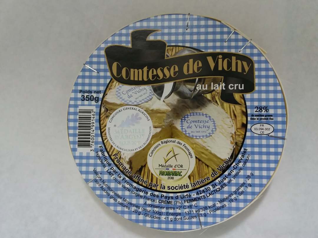 Comtesse de vichy 350g lait cru Societe Laitiere de Vichy : photo 2 sur 2 du produit rappelé le 10/02/2023