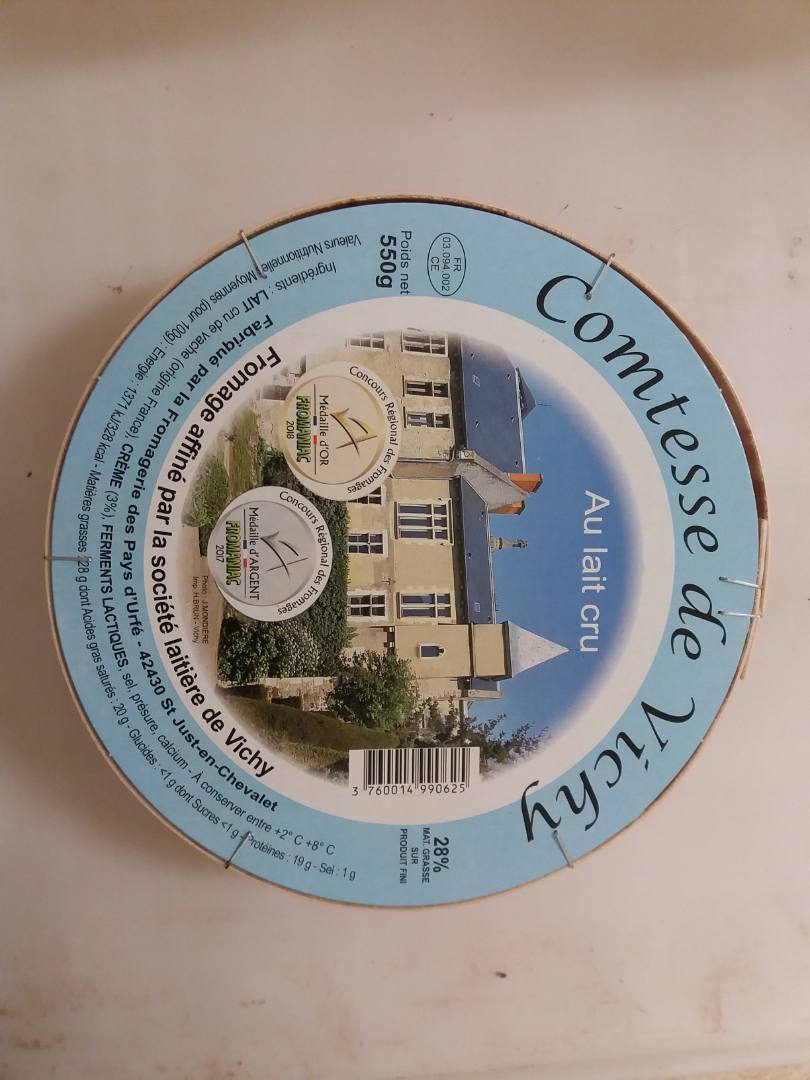 Comtesse de vichy 550g lait cru Societe Laitiere de Vichy : photo du produit rappelé le 09/02/2023