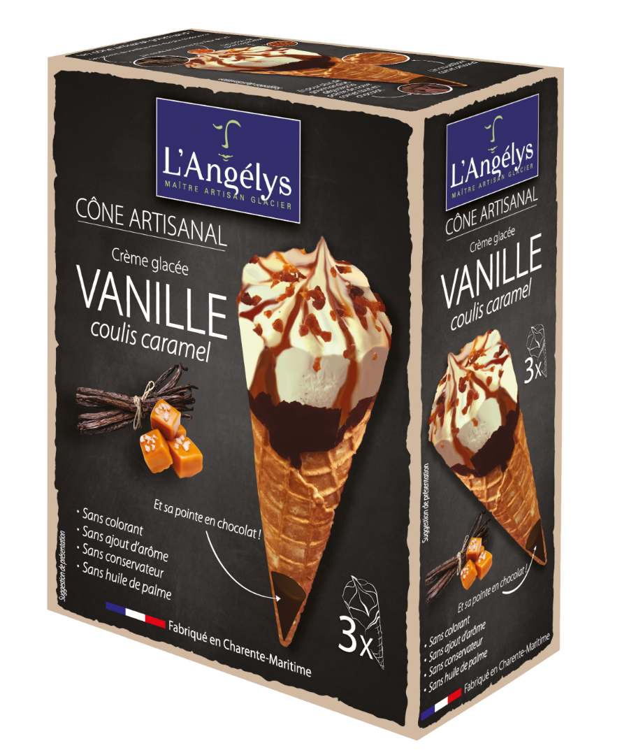 Cônes artisanaux x3 crème glacée L'Angélys : photo 2 sur 3 du produit rappelé le 03/08/2021