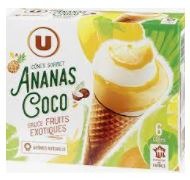 Cônes de sorbet x6 408g U : photo du produit rappelé le 03/08/2021