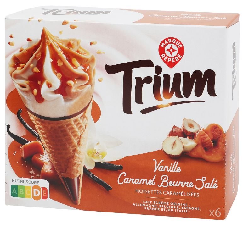 Cônes vanille caramel x6 432g Trium : photo du produit rappelé le 29/07/2021