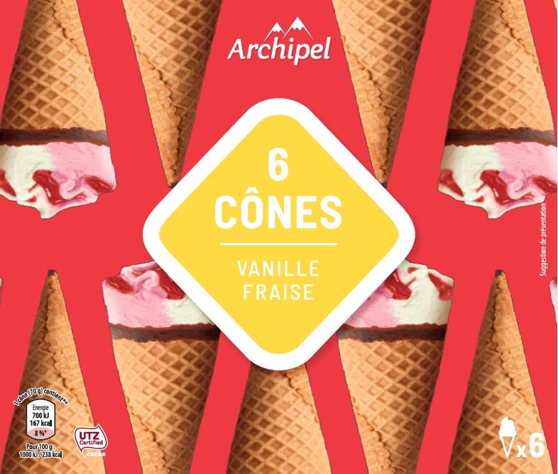 Cônes vanille fraise x6 Mucci : photo du produit rappelé le 02/08/2021