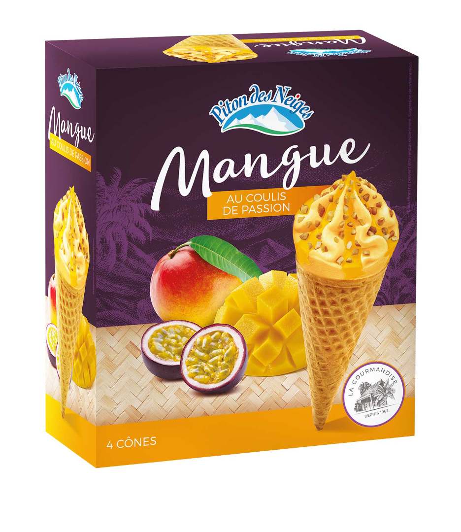 Cônes x 4 piton des neiges mangue et coulis de passion : photo du produit rappelé le 09/02/2022