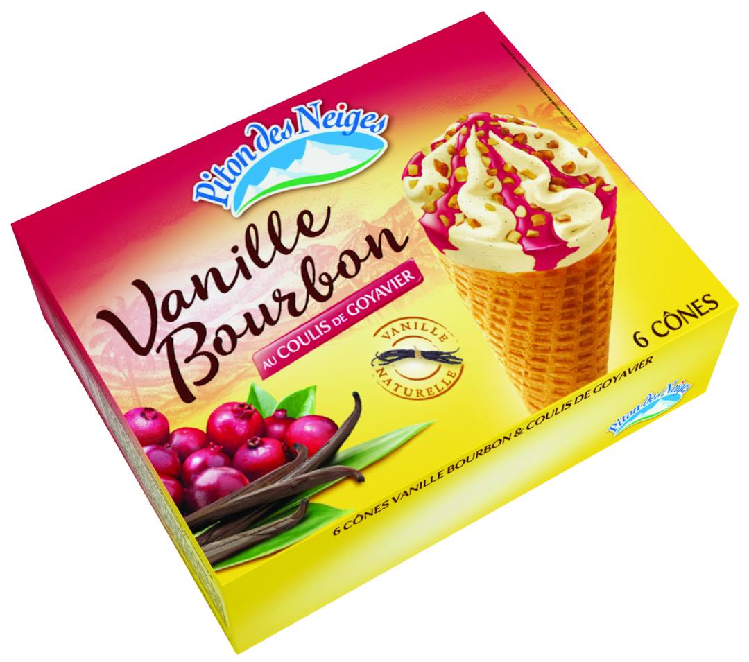 Cônes x 6 piton des neiges vanille bourbon et coulis de goyavier : photo du produit rappelé le 23/07/2021