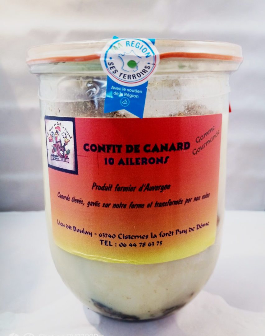 Confit de canard 10 ailerons La Ferme au Délice Royal : photo du produit rappelé le 14/02/2024